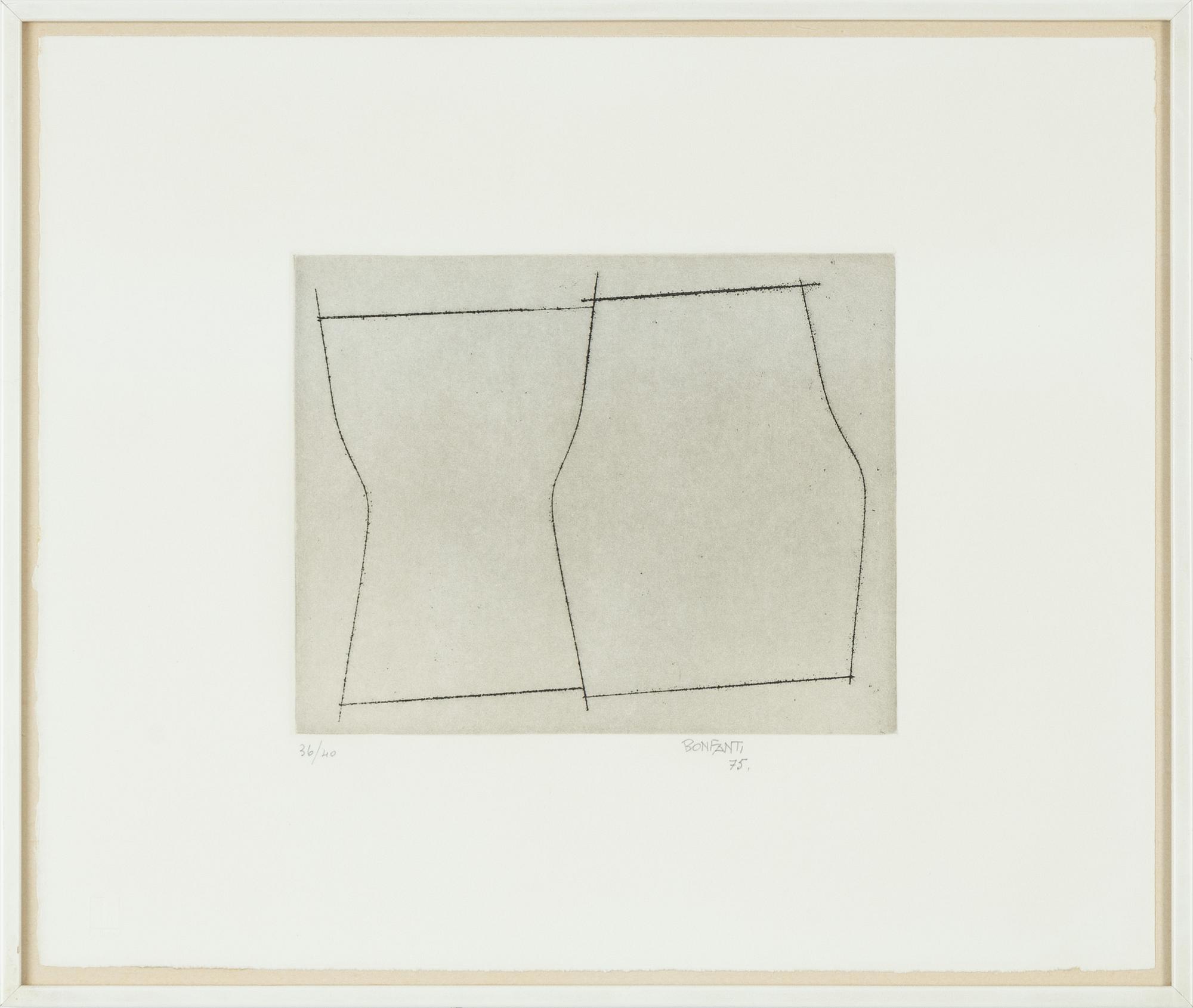 Arturo Bonfanti, etching, signed and numbered 36/40, dated 75.