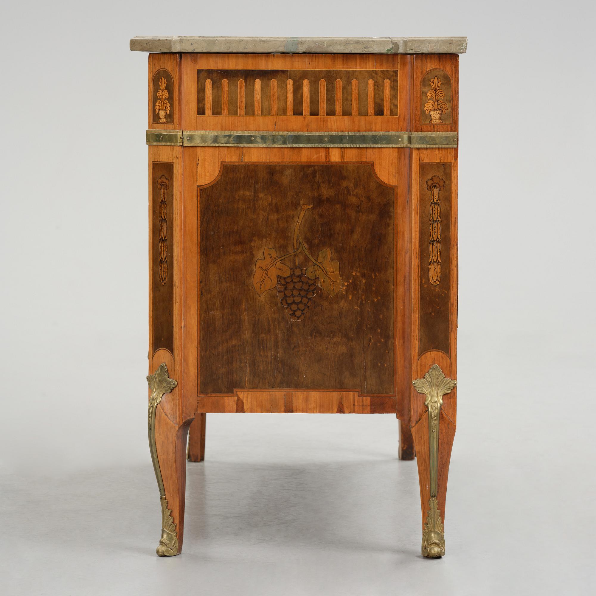 A Gustavian marquetry commode attributed to J. Hultsten (master in Stockholm 1773-94).