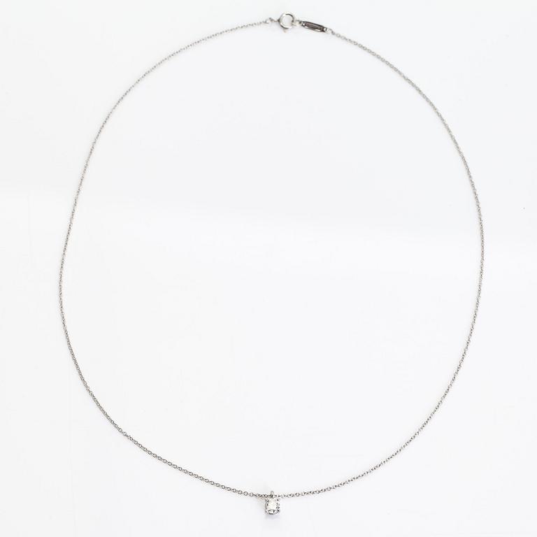 Tiffany & Co, a platinum necklace with a diamond 0.23 ct. With certificate.