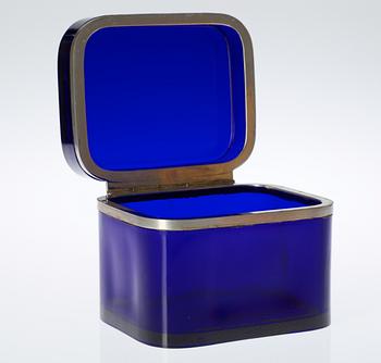 A Josef Frank blue glass and pewter box, Svenskt Tenn.