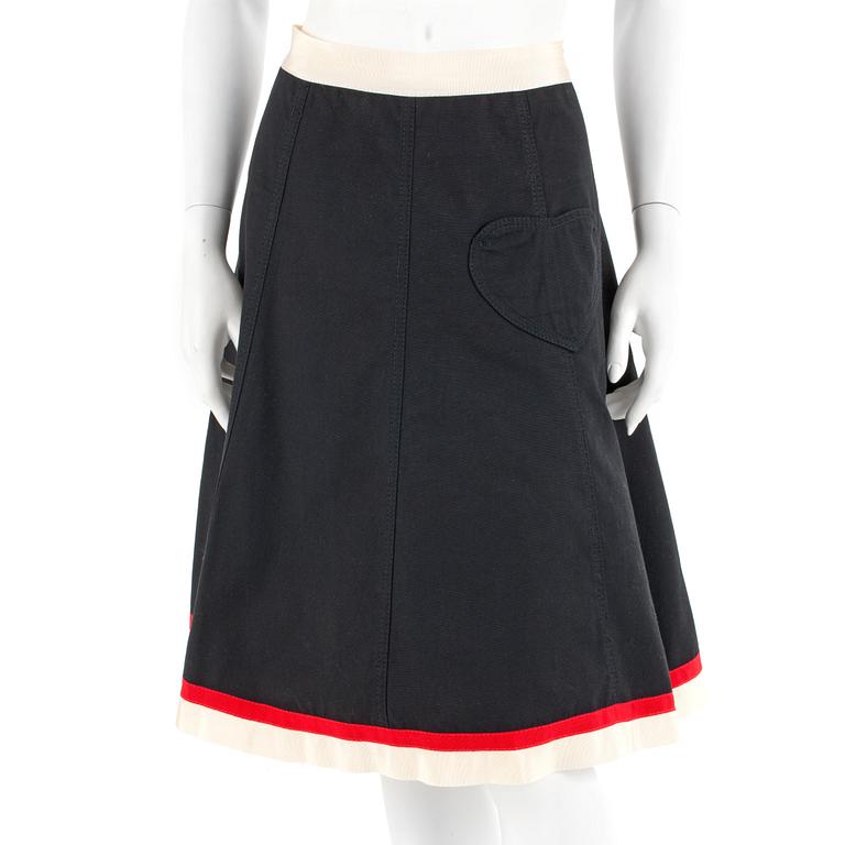 SONIA RYKILE, a black, red and white cottonblend skirt. French size 44.