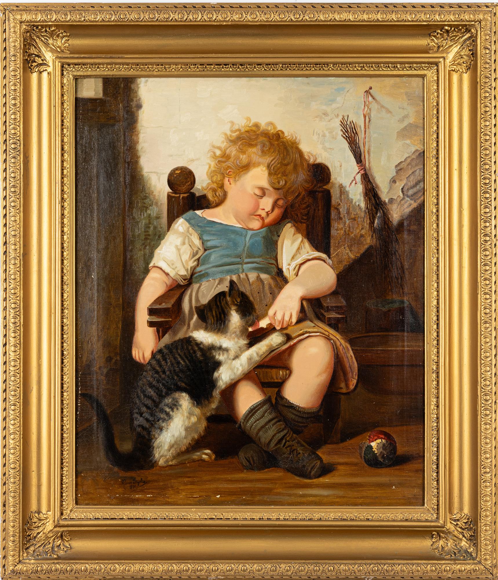 Unknown artist, 19th century, Girl with Cat.