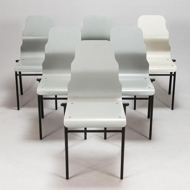 Yrjö Kukkapuro, tuoleja, 6 kpl, "University chair", Avarte oy. Malli muotoiltu v. 1983.