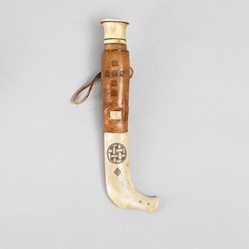 Lars Pirak, a reindeer horn knife, signed.