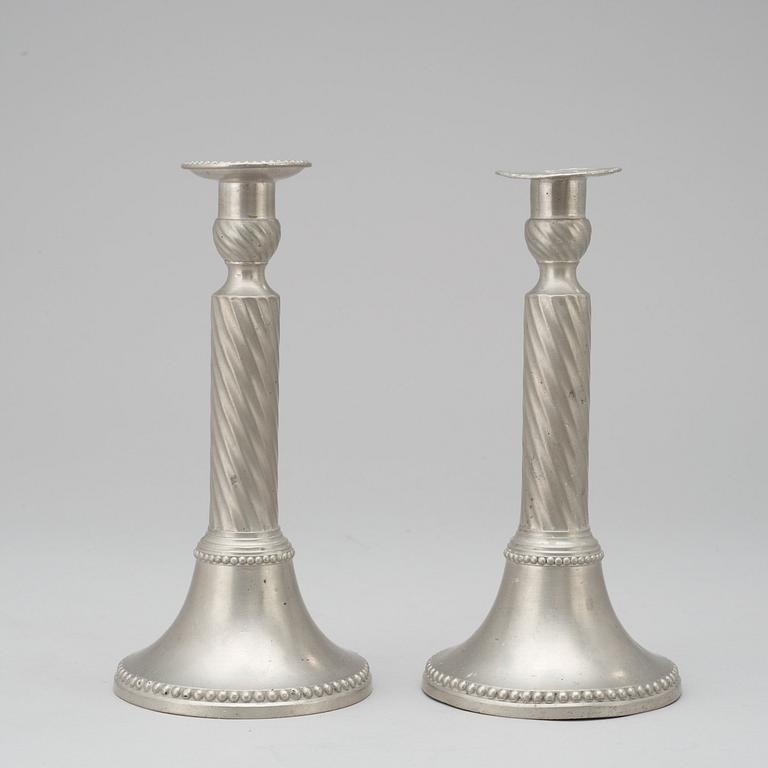 A pair of Gustavian pewter candlesticks by E. P. Krietz 1792/94.