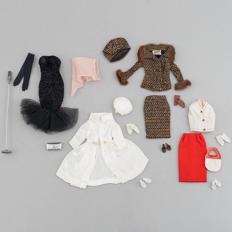 Clothing sets, Barbie, 4 pcs, including "Barbie White Magic 1607" & "Barbie Saturday Matinee 1615", Mattel, 1960s.