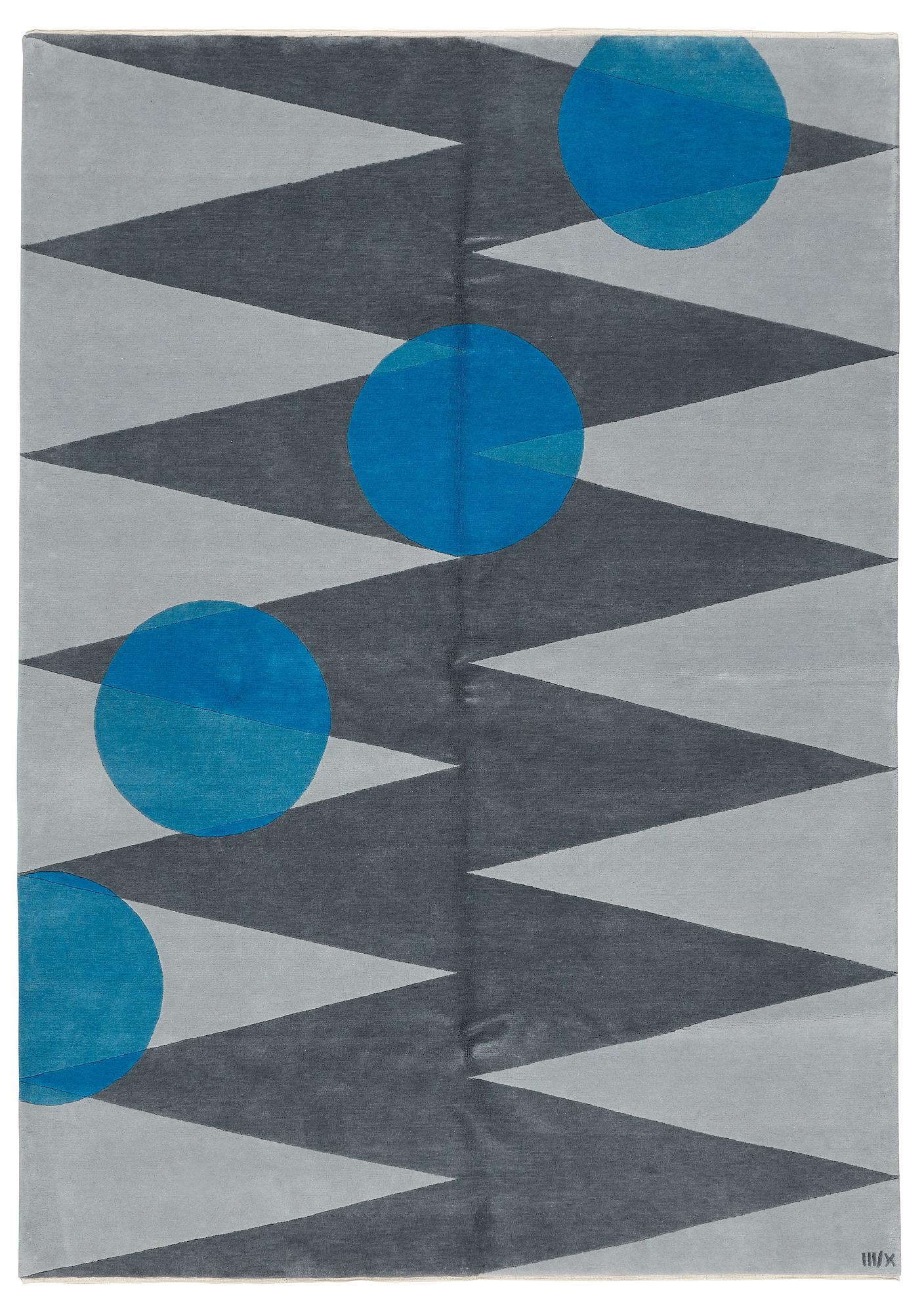 Cecilia Setterdahl, Matta, "Itinerary Blue", 3/10, handknuten, ca 243,5 x 171,5 cm, Carpets CC Dubai.