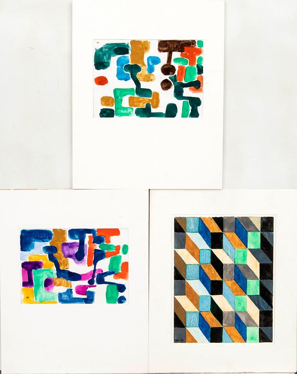 Magnus Wijkström, three watercolors signed, one dated '90.
