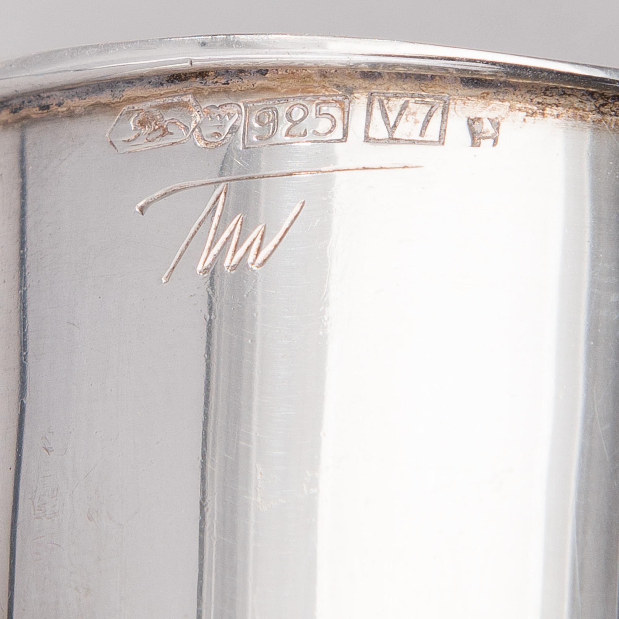 TAPIO WIRKKALA, A SILVER VASE. Signed TW. Hämeenlinna 1974.