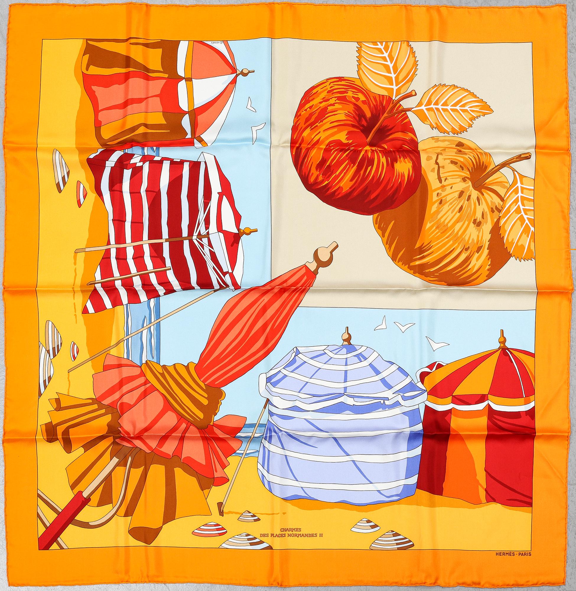 HERMÈS, a 'Charmes des Plages Normandes II' silk scarf.