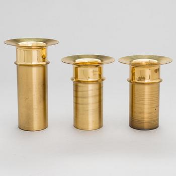 TAPIO WIRKKALA, LJUSSTAKAR, 3 st, stämplade Kultakeskus Oy, Made in Finland, Design Tapio Wirkkala.