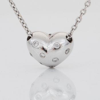 A matching heart-shaped, necklace and pair of earrings, set. Total gem weight circa 0.80 ct.