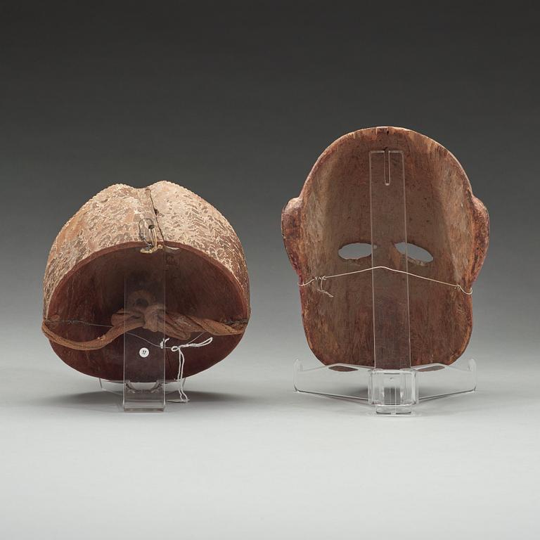 Twoo wooden masks, presumably India, circa 1900.