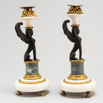 A pair of late Gustavian candlesticks, circa 1800.