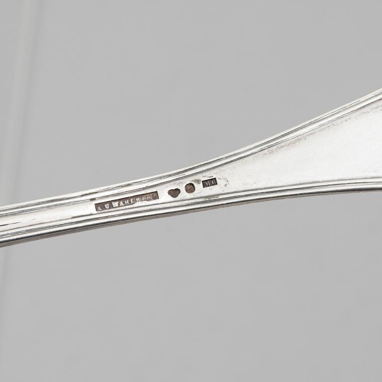 Seven silver spoons, Sweden, 1810-1913.