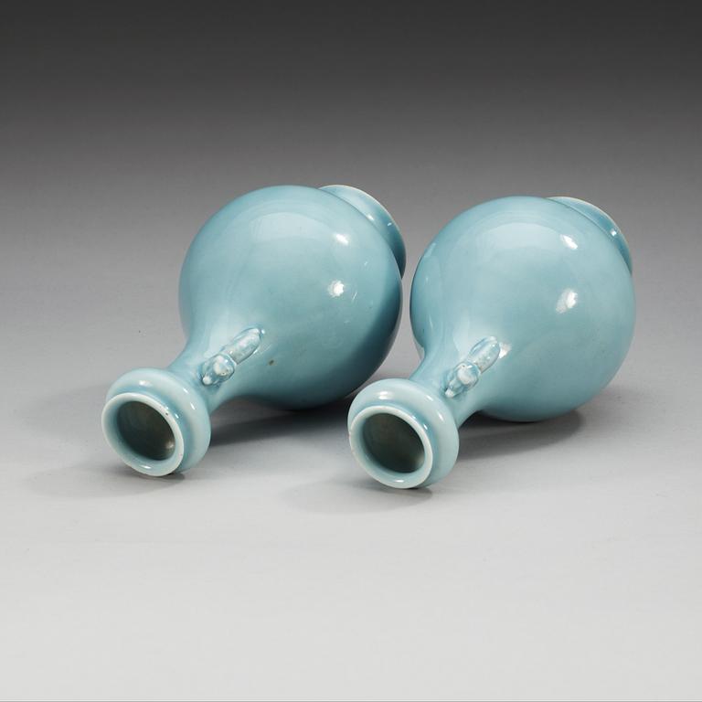 A pair of 'claire de lune' vases, Qing dynasty, 19th Century.