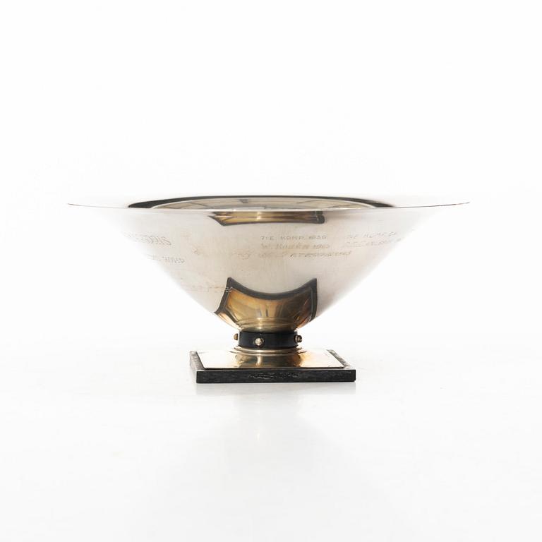Guldsmedsaktiebolaget (GAB), Bowl on foot, silver, with wooden base, Stockholm 1936.