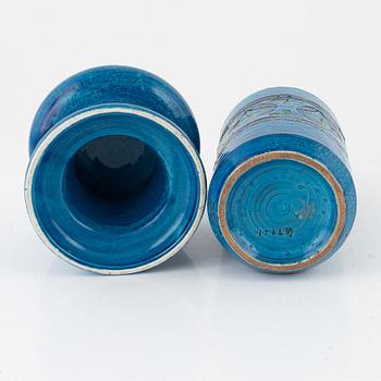 Aldo Londi, a stoneware ashtray, vase and stand, Bitossi, Italy.