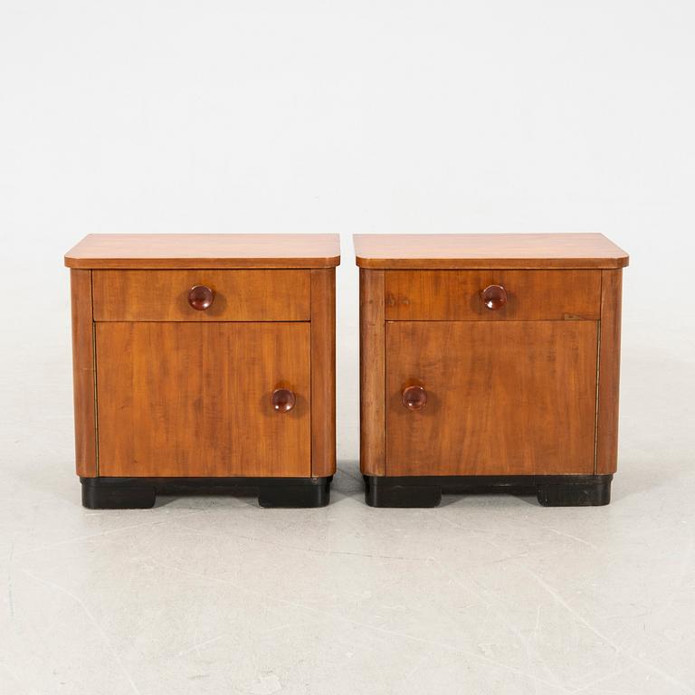 Bedside tables, a pair, first half of the 20th century.