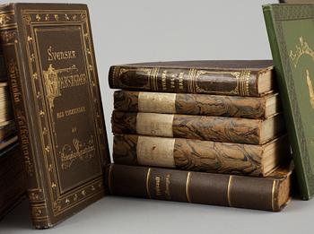PARTI SAGOBÖCKER, 14 vol, bla "Konunga-Sögur" av Snorre Sturlasson, Stockholm 1816-29.