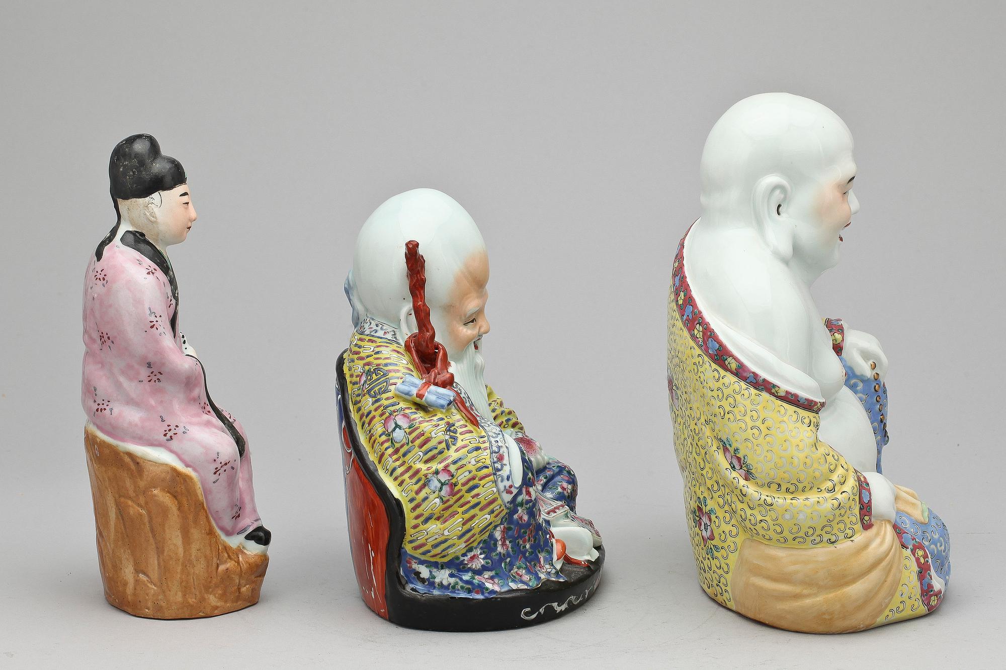 FIGURINER, 3 st, porslin, Kina, samtida tillverkning.