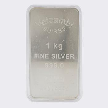 Silvertacka 1kg 999 Valcambi Suisse.