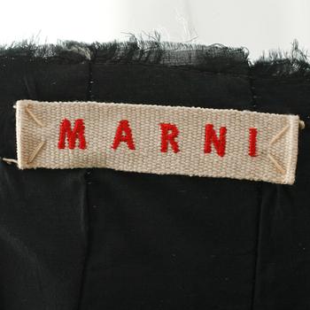 MARNI, a grey wool blend skirt with silver treads.