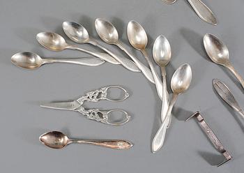 PARTI SILVER, 19 delar, bl a GAB, Stockholm, 1900-tal, vikt 319 gram.