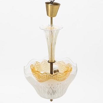 A glass ceiling lamp, Orrefors, mid-20th Century.