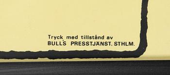Tove Jansson, poster, Moomin, Bull's Presstjänst, Art Work Shop, 1960s.