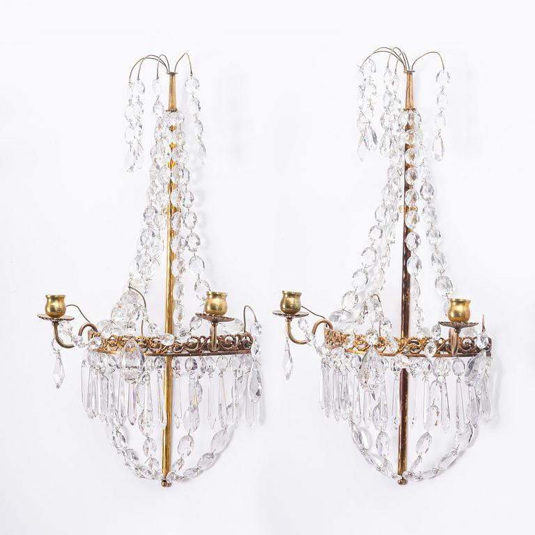 Vägglystrar, ett par. Gustaviansk stil, 1900-tal.