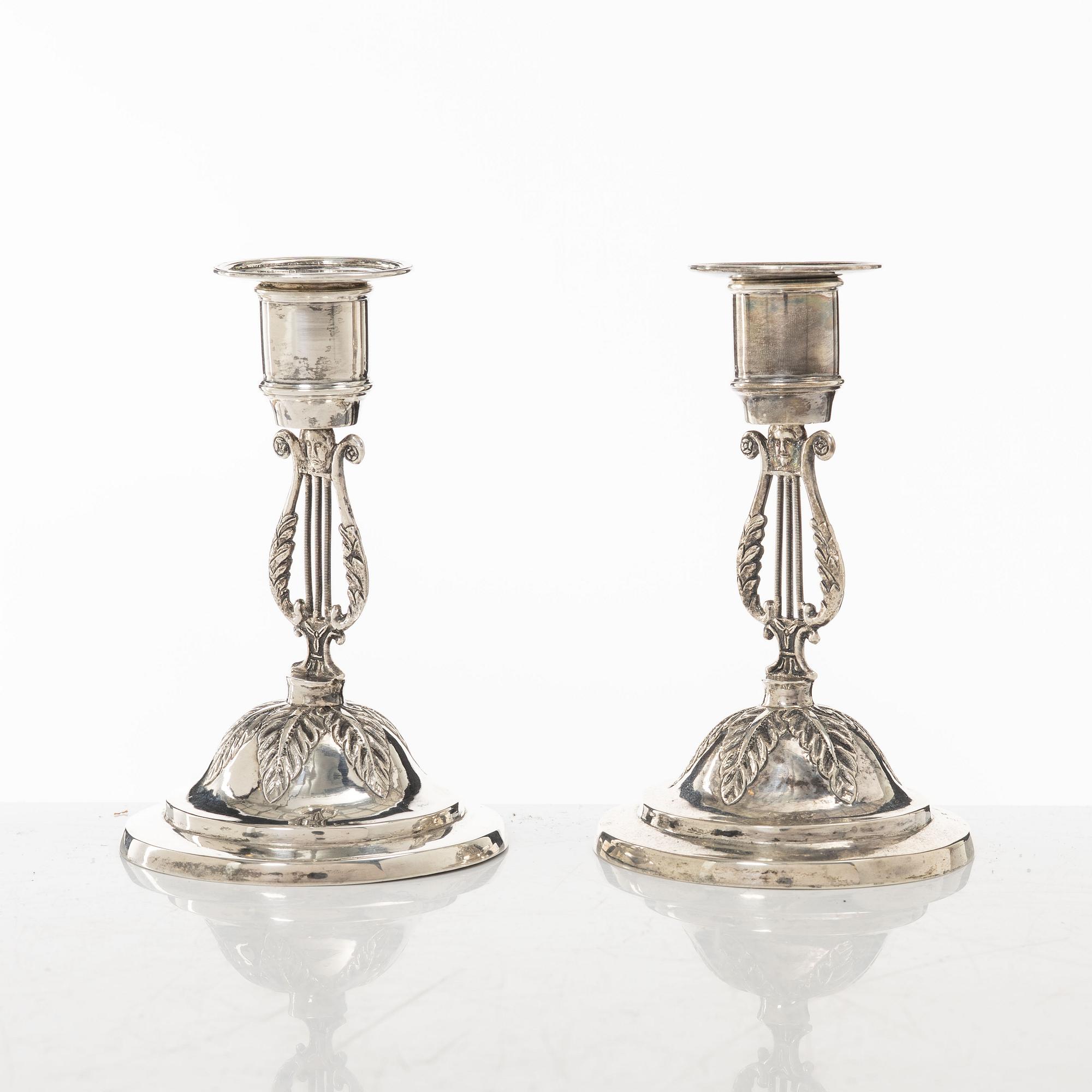 A pair of Swedish silver candlesticks, mark of Emanuel Holmberg, Karlskrona 1843.