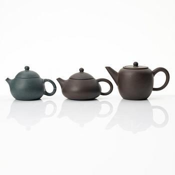 Tekannor, fem stycken, yixing, Kina, 1980/-90-tal.