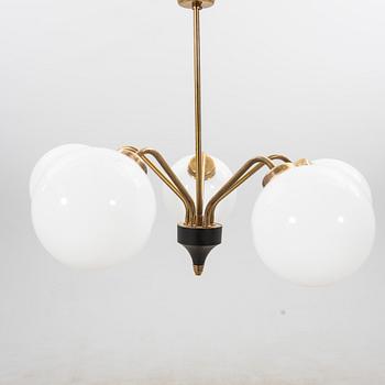 Ceiling lamp, 5-armed, mid-20th century.