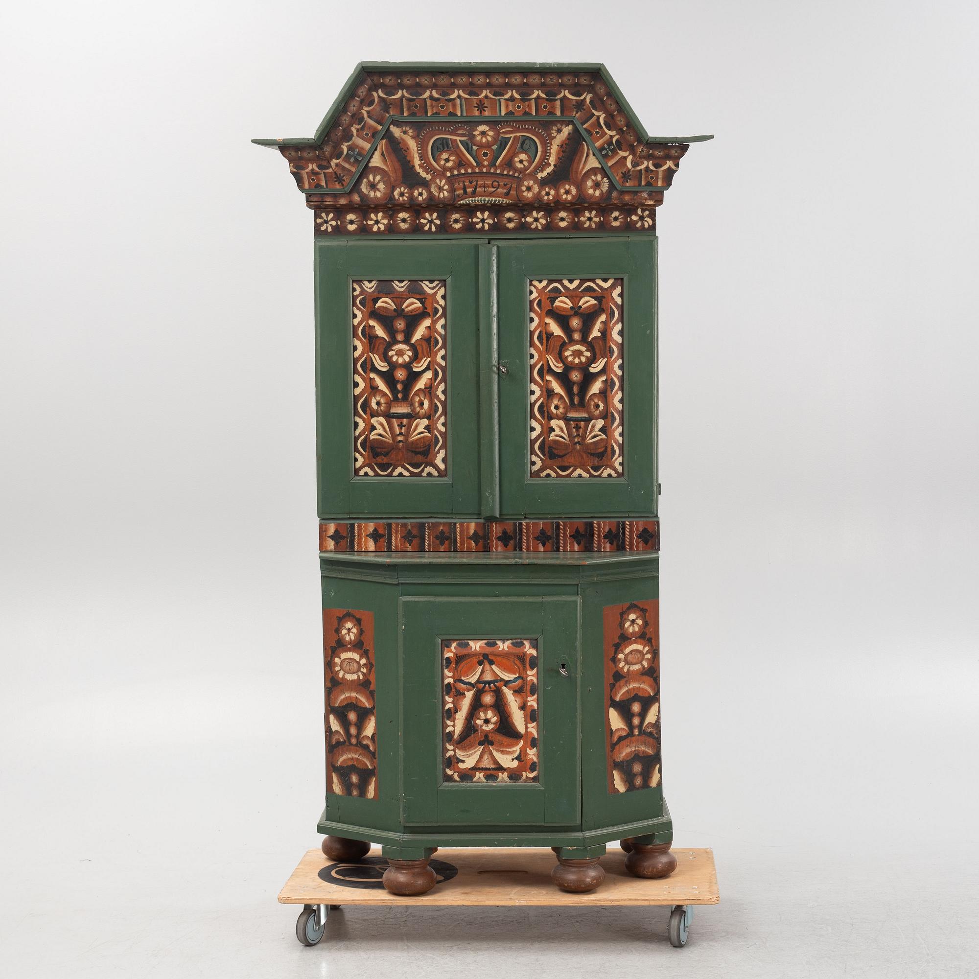 Cabinet, folk art, Dalarna, dated 1797.