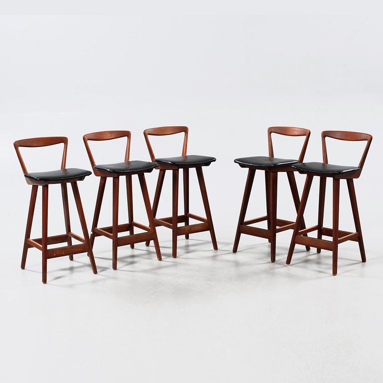Five bar stools from Brande Möbelindustri, Denmark made in the 1960s.