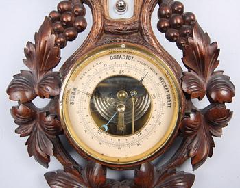 BAROMETER MED TERMOMETER, sent 1800-tal.