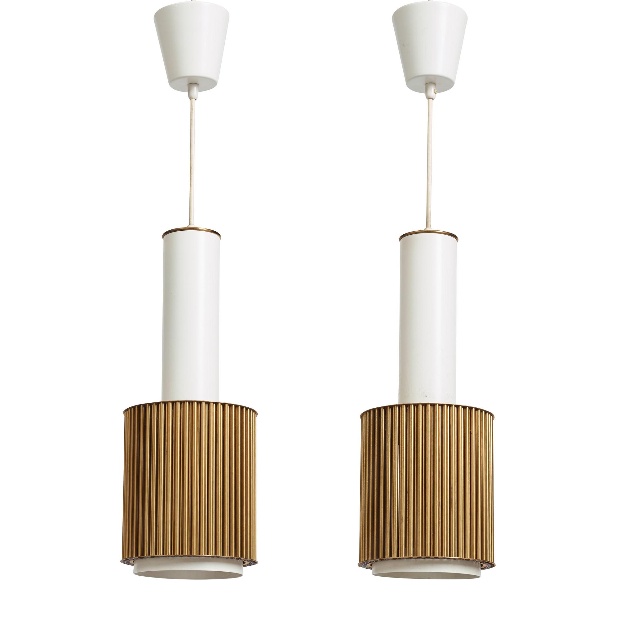 Alvar Aalto, a pair of ceiling lamps, model "A 111", Valaistustyö, Finland, 1950s.