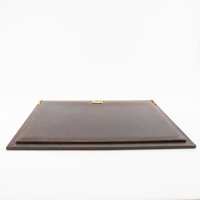 Céline, wastebasket, letter holder, and desk pad, second half of the 20th century.