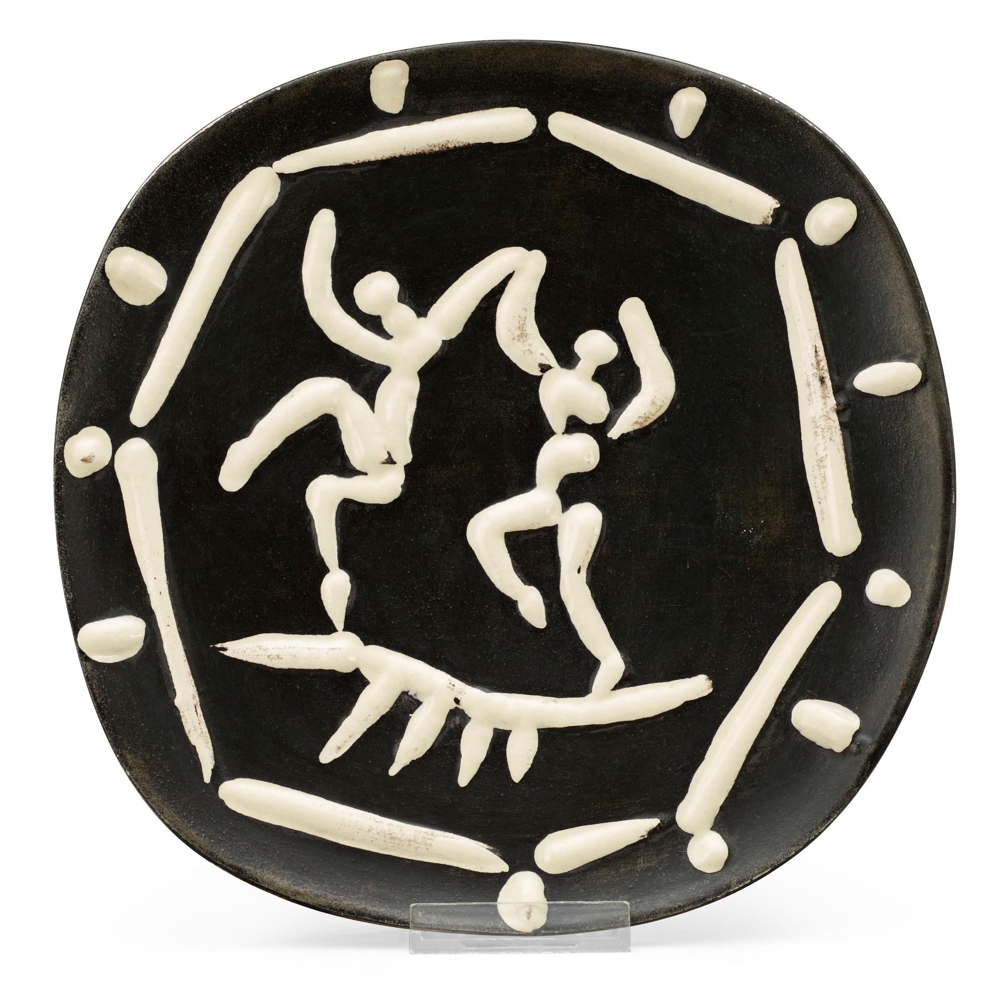 PABLO PICASSO, fat, "Deux danseurs", Madoura, Vallauris, Frankrike 1956.