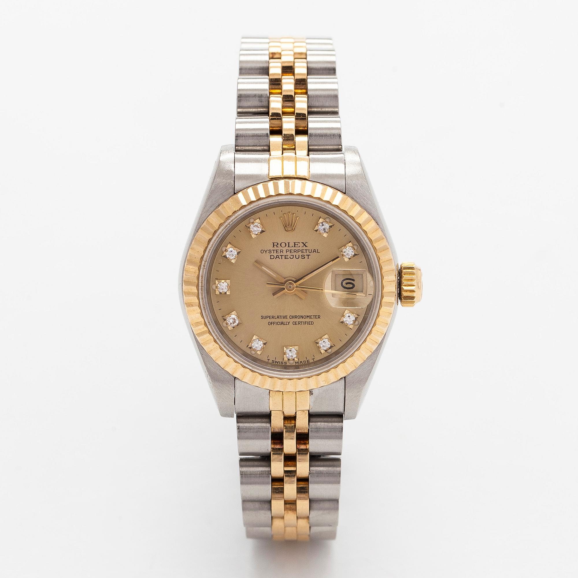Rolex, Oyster Perpetual Datejust, "Diamond Dial", wristwatch, 26 mm.