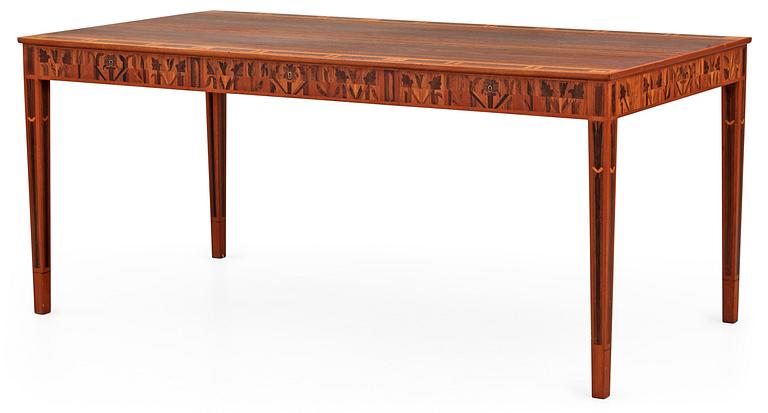 A Carl Malmsten desk with inlays, 'Ståndare'.