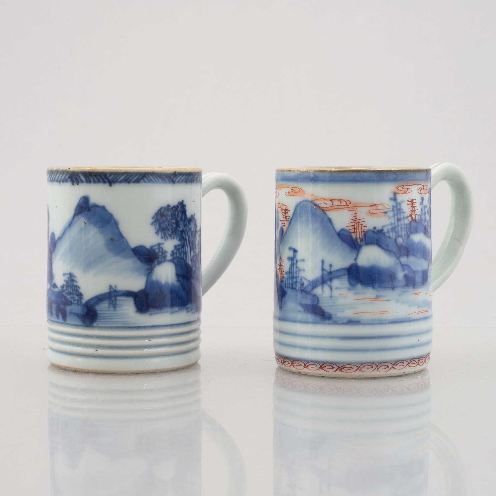 Six pieces of Chinese porcelain, Qing dynasty, 18th-19th century.