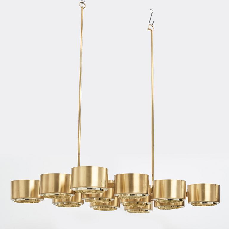 Hans-Agne Jakobsson, a model "T 363/12" twelve lights ceiling lamp, Markaryd, Sweden 1960-70's.