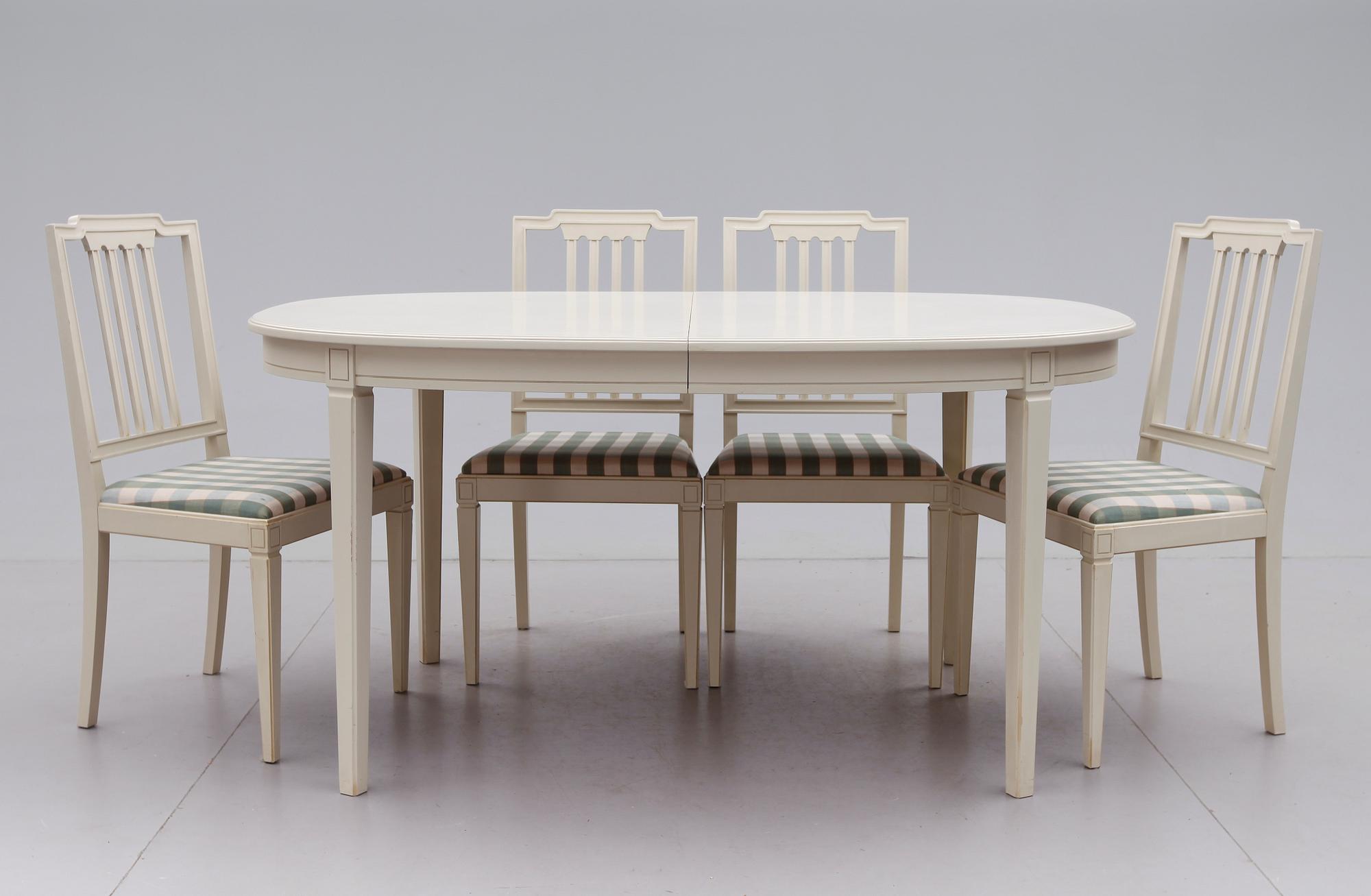 MATGRUPP, 5 delar, gustaviansk stil, 1900/2000-tal.