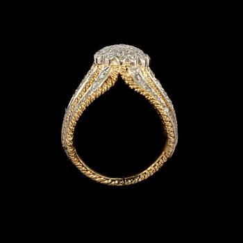 RING, 14k guld med åttkantslipade och rosenslipade diamanter. Vikt 10 g.