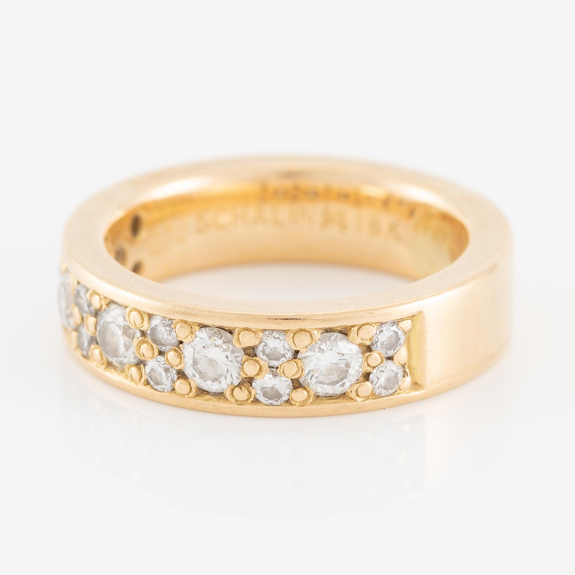 Ring, half eternity, Schalins, 18K gold with brilliant-cut diamonds.