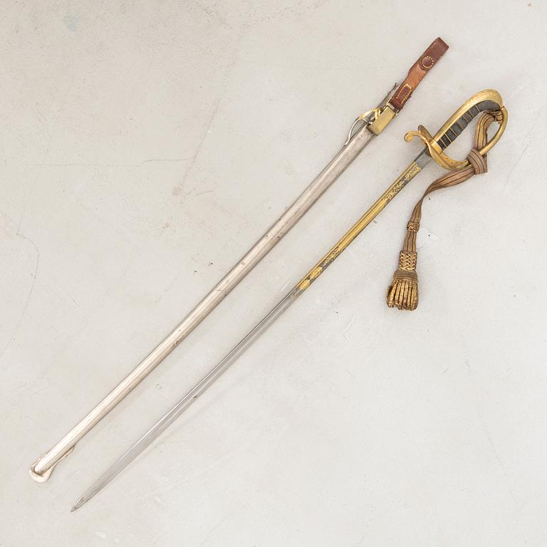 A Swedish infantry officer's sabre second half of the 19th century, with scabbard.