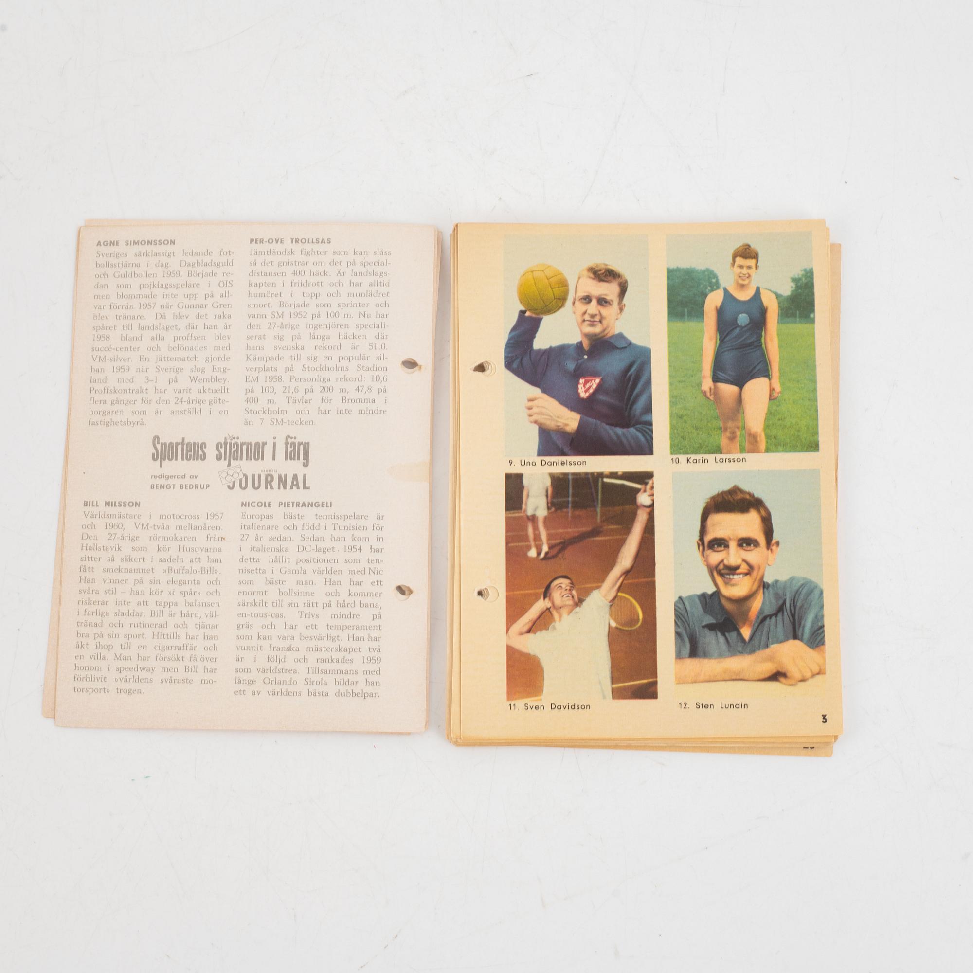 Idolkort, "Sportens stjärnor", bl a Cassius Clay, Nacka Skoglund mfl Hemmets Journal, 1960-tal.