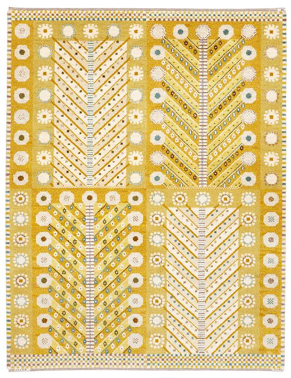 Marianne Richter, A CARPET, "Gula trädet", knotted pile, ca 236,5 x 178,5 cm, signed AB MMF MR.